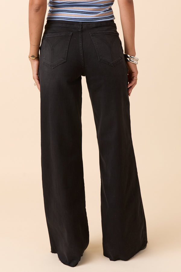 Black High Rise Wide Leg Jeans