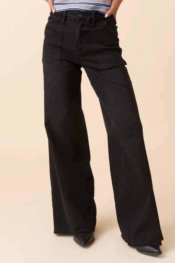 Black High Rise Wide Leg Jeans