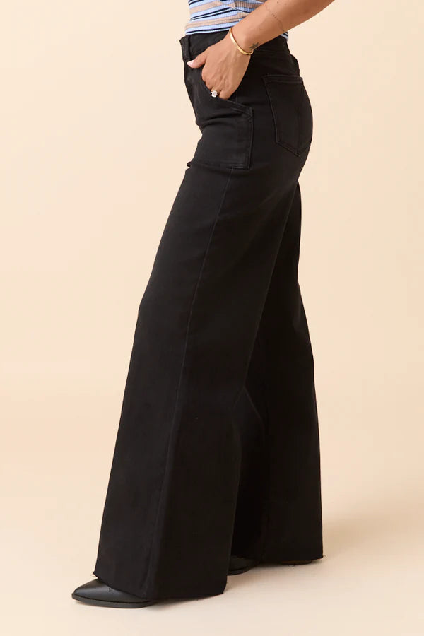 Black High Rise Wide Leg Jeans
