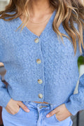 Blue V-Neck Sweater Cardigan