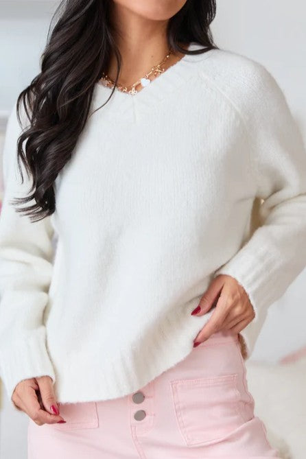 Ivory V-Neck Sweater